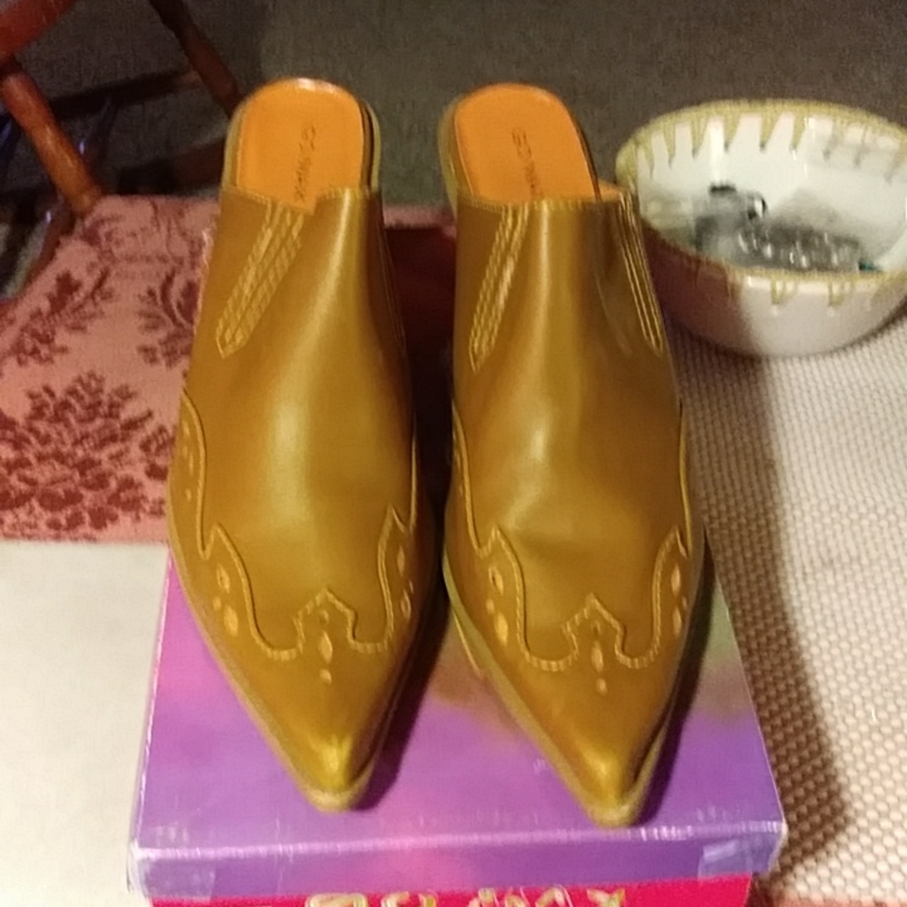 Go Max heeled mules.